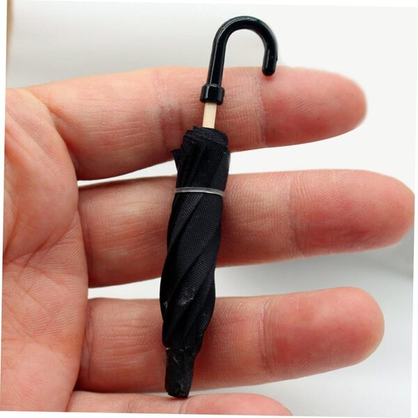 HEMOTON Mini Ombrello Nero 1/12 per Casa delle Bambole, Decorazione Elegante e Portatile