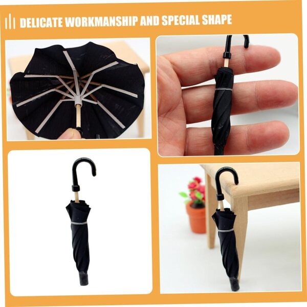 HEMOTON Mini Ombrello Nero 1/12 per Casa delle Bambole, Decorazione Elegante e Portatile
