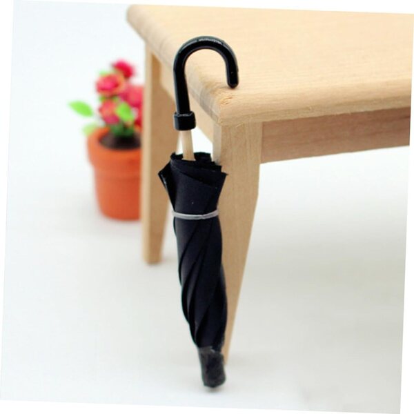 HEMOTON Mini Ombrello Nero 1/12 per Casa delle Bambole, Decorazione Elegante e Portatile