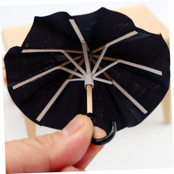HEMOTON Mini Ombrello Nero 1/12 per Casa delle Bambole, Decorazione Elegante e Portatile