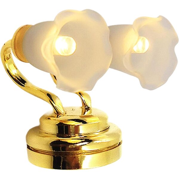 Luci LED casa delle bambole 1:12 Tulipano doppia luce batteria inclusa oro