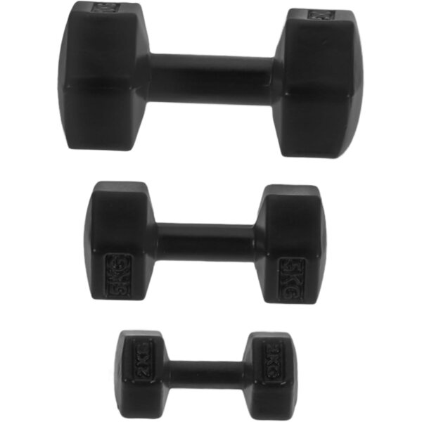 Garneck Set 3 Mini Pesi Fitness Neri per Casa delle Bambole - Manubri Realistici in Miniatura