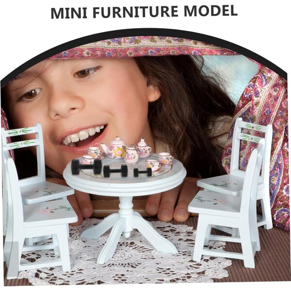 Garneck Set 3 Mini Pesi Fitness Neri per Casa delle Bambole - Manubri Realistici in Miniatura
