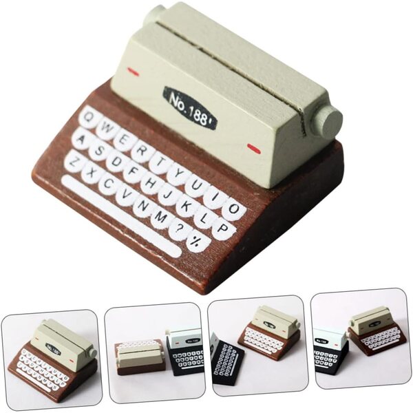 TOYANDONA Mini-Vintage-Schreibmaschine, Retro-Puppenhaus-Dekoration