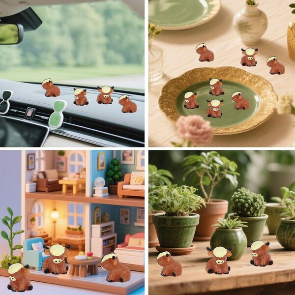 25 Mini Mucche Scozzesi in Resina Marrone per Decorazioni Casa, Giardino e Ufficio