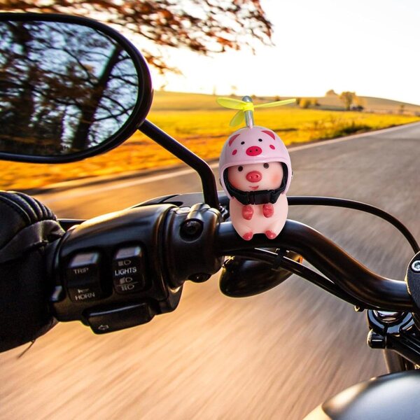Tieraufkleber für Motorradlenker | Minipuppen mit Helm und vibrierenden Lichtern