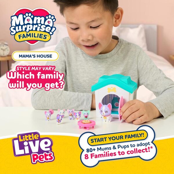 Little Live Pets Mama Surprise Families: Welpenspielset mit Überraschungen und interaktivem Haus
