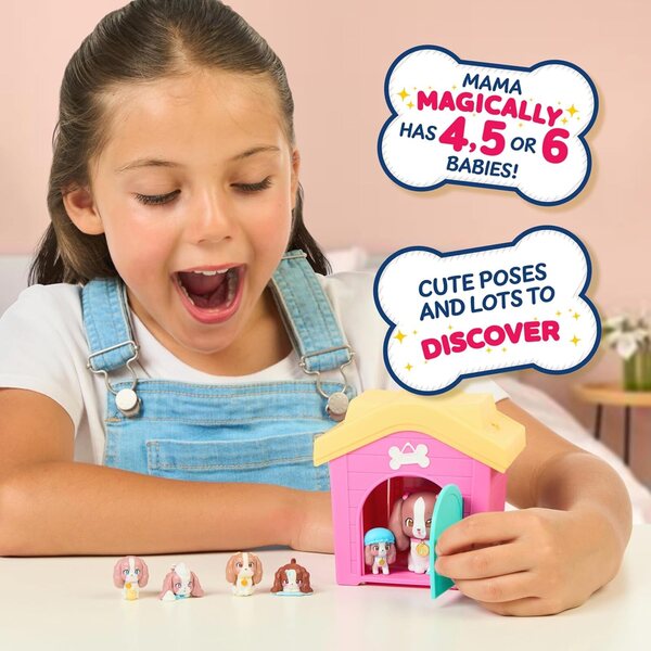 Little Live Pets Mama Surprise Families: Welpenspielset mit Überraschungen und interaktivem Haus
