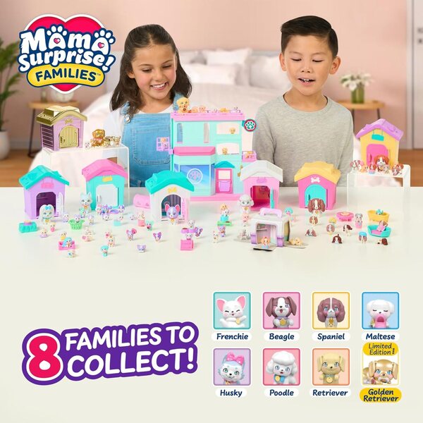 Little Live Pets Mama Surprise Families: Welpenspielset mit Überraschungen und interaktivem Haus