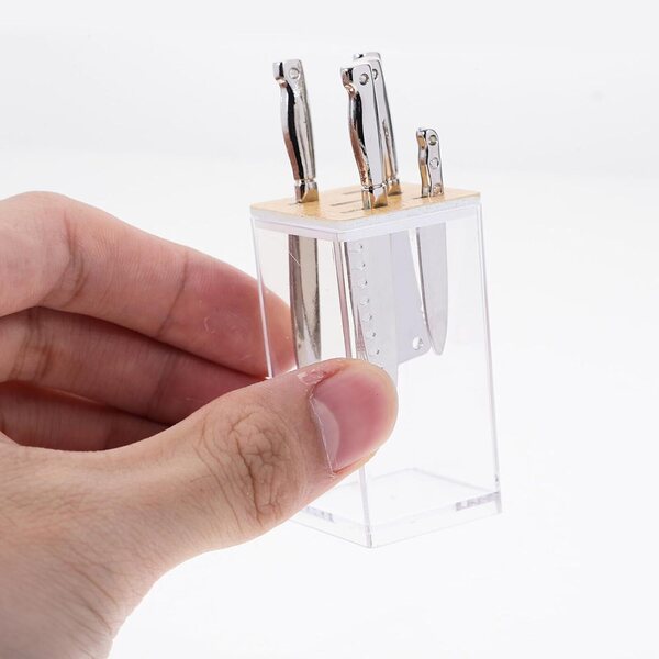 Set Mini Taglierina da Cucina in Legno con Supporto per Casa delle Bambole e Micro Paesaggi
