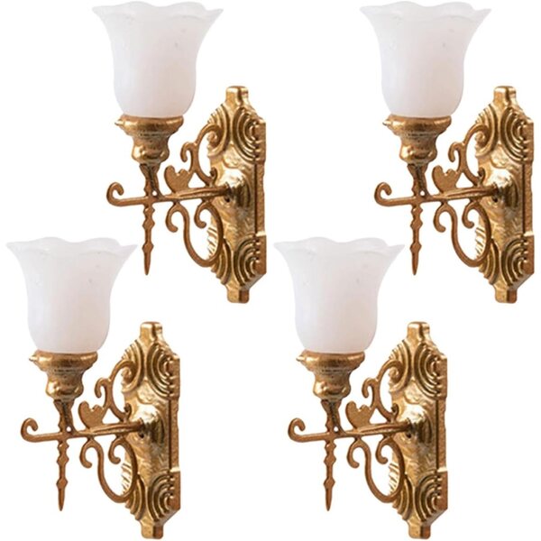 ERINGOGO 4 Mini Lampade da Parete Dorate per Casa delle Bambole e Micro Paesaggistica