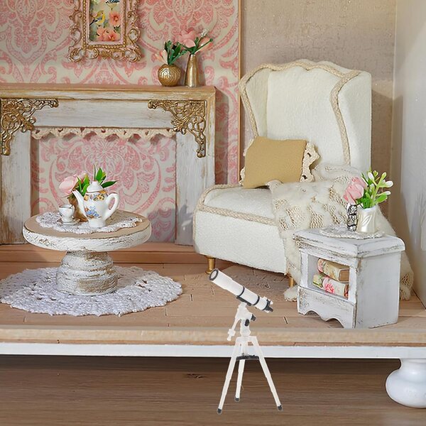 Telescopio Miniatura Scala 1:25 per Casa delle Bambole, Accessorio Decorativo Beige