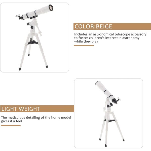 Telescopio Miniatura Scala 1:25 per Casa delle Bambole, Accessorio Decorativo Beige
