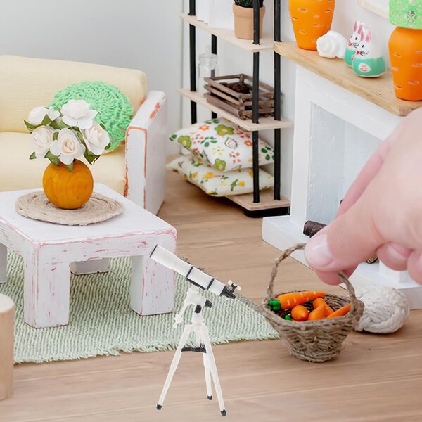 Telescopio Miniatura Scala 1:25 per Casa delle Bambole, Accessorio Decorativo Beige