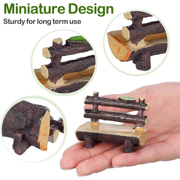 Toyvian Mini panca in resina colorata stile cartoni animati per giardini e case delle bambole