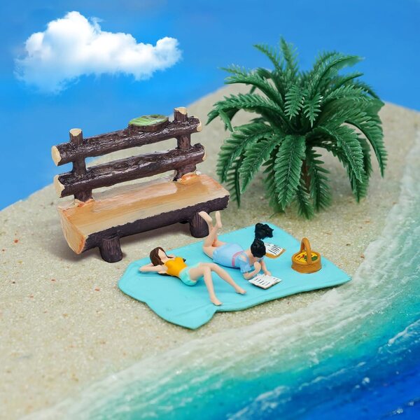Toyvian Mini panca in resina colorata stile cartoni animati per giardini e case delle bambole