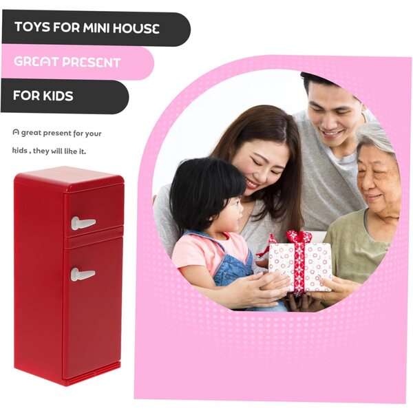 BESPORTBLE Mini Frigorifero Rosso per Casa delle Bambole, Accessorio Arredamento Cucina
