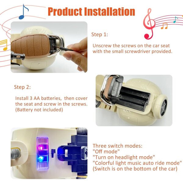 Elektroroller für 17-cm-Puppe mit Lichtern, Musik und 360°-Drehung, weiß
