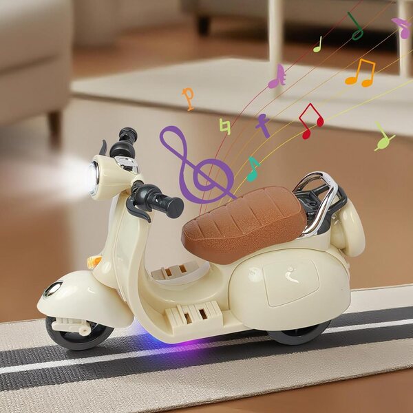 Weiße Mini-Elektrorollerpuppe für Kinder, sicheres Spielzeugfahrzeug