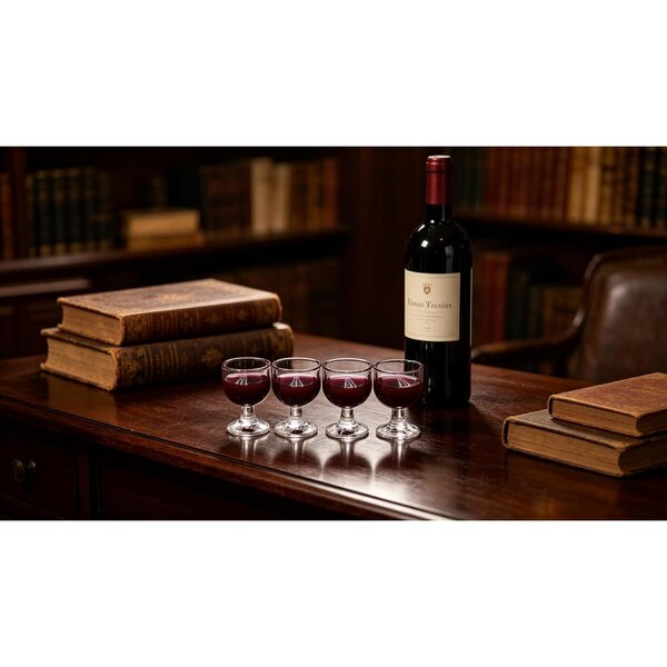 Set 4 Mini Barre in Scala 1/12 con Bicchieri e Bottiglie di Vino Rosso Realistiche