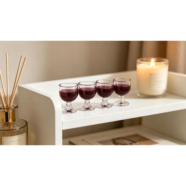Set 4 Mini Barre in Scala 1/12 con Bicchieri e Bottiglie di Vino Rosso Realistiche