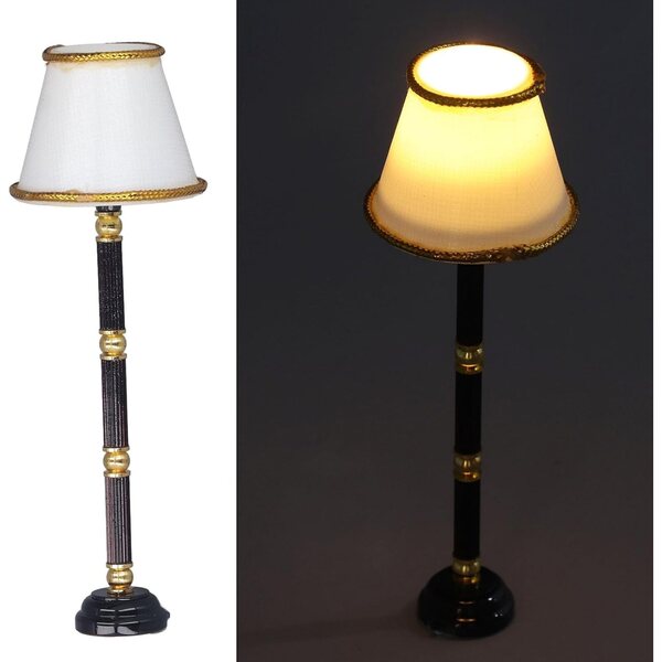 Lampada da Terra in Miniatura per Casa delle Bambole LED in Metallo 12 cm