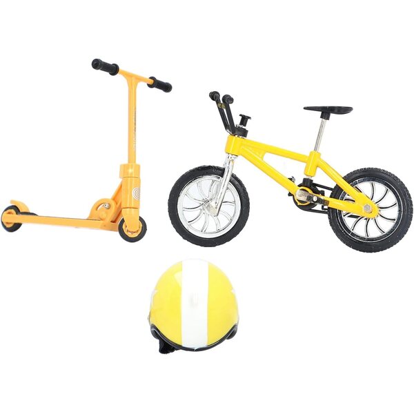 Miniatur-Roller- und Fahrradset mit Kunststoffhelm für das Puppenhaus