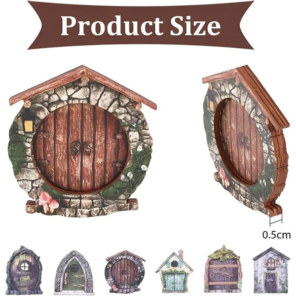 6 Porte Elfo in Legno Miniatura per Giardino Fata, Decorazioni Tridimensionali Fatate