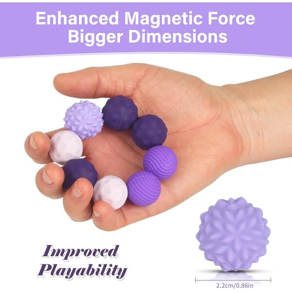 Palline magnetiche antistress in silicone LIAILA, set da 10 giocattoli sensoriali viola