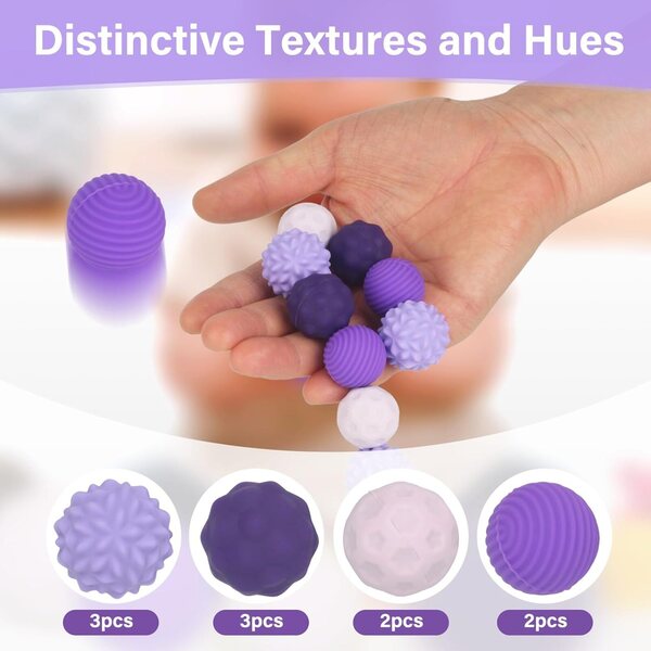 Palline magnetiche antistress in silicone LIAILA, set da 10 giocattoli sensoriali viola