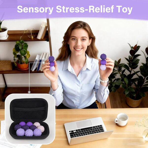Palline magnetiche antistress in silicone LIAILA, set da 10 giocattoli sensoriali viola