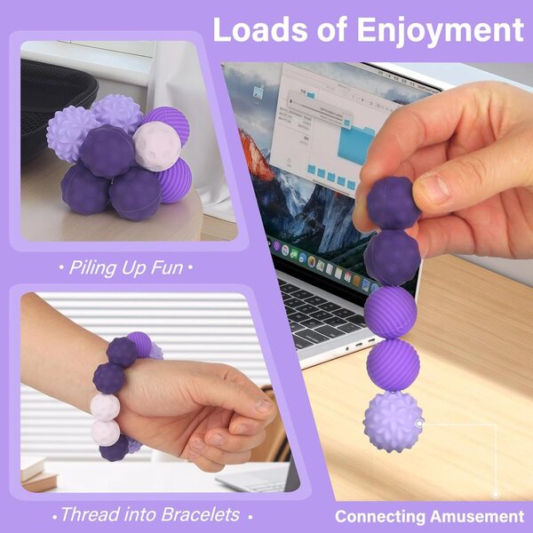 Palline magnetiche antistress in silicone LIAILA, set da 10 giocattoli sensoriali viola