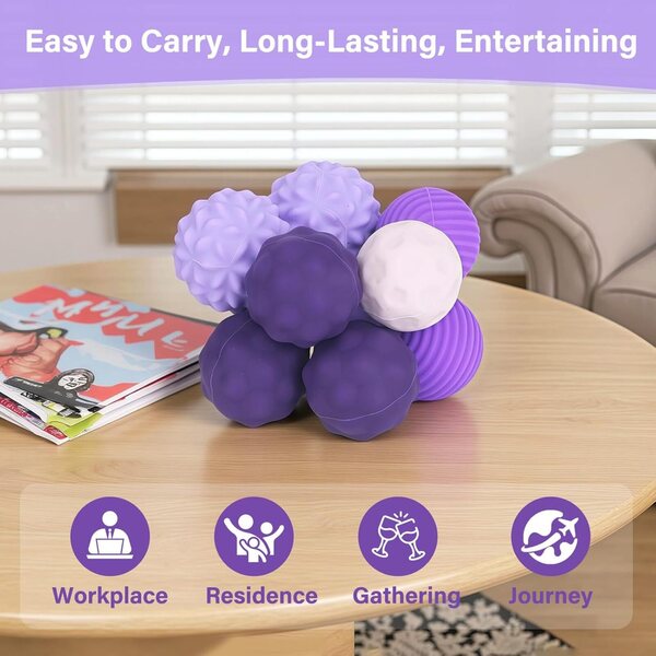 Palline magnetiche antistress in silicone LIAILA, set da 10 giocattoli sensoriali viola