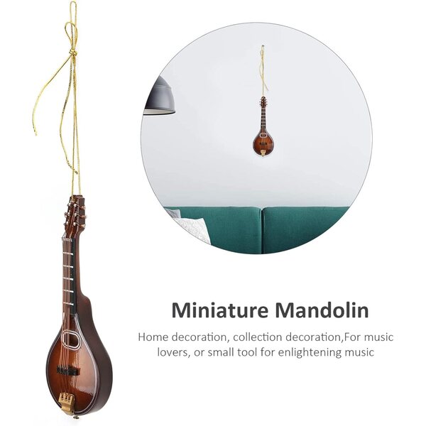 Akozon Mandolino Miniatura in Legno 12 cm - Decorazione Elegante per Casa e Collezioni