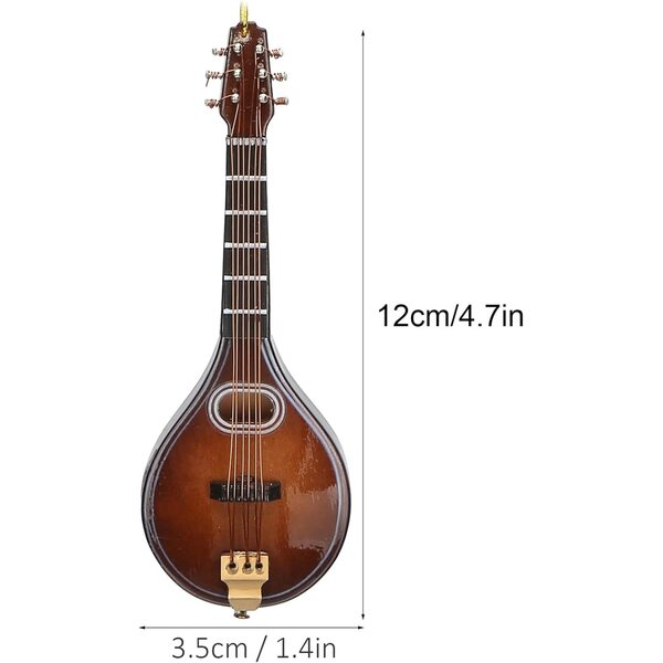 Akozon Mandolino Miniatura in Legno 12 cm - Decorazione Elegante per Casa e Collezioni