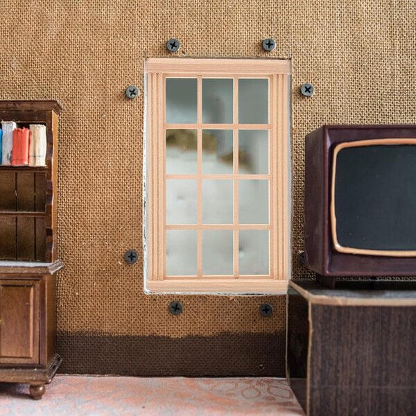Mini-Holzfenster für Puppenhäuser, 4 Stück, 1:12, realistische Dekoration