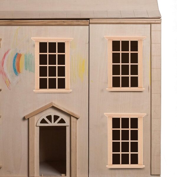 Mini-Holzfenster für Puppenhäuser, 4 Stück, 1:12, realistische Dekoration