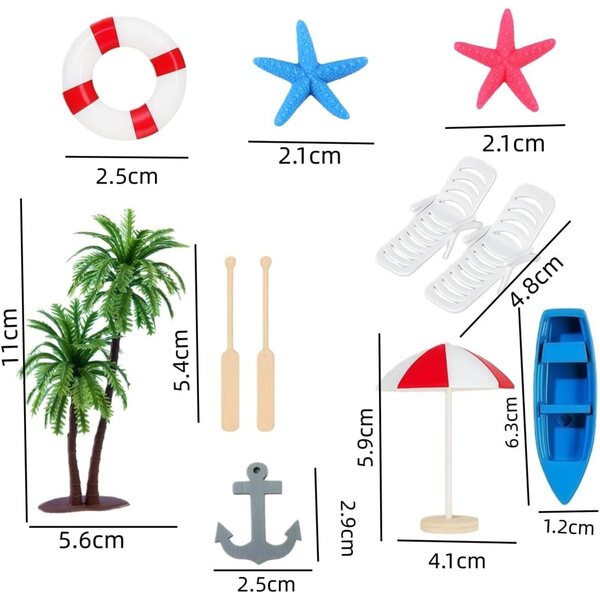 Miniatur-Hawaii-Kuchendekoration mit Stuhl, Regenschirm und Palme für Partys und Hochzeiten