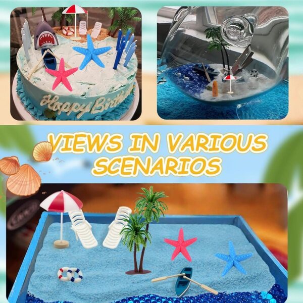 Miniatur-Hawaii-Kuchendekoration mit Stuhl, Regenschirm und Palme für Partys und Hochzeiten