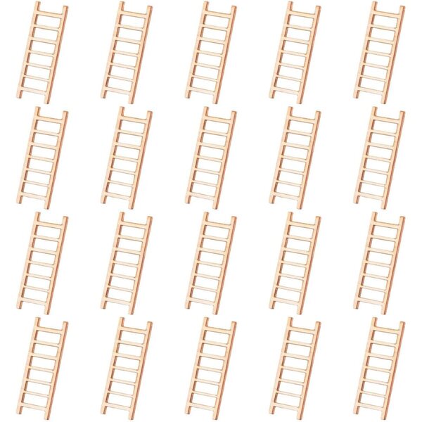 Khakifarbene Miniatur-Holzleiter, 20 Stück für Puppenhaus, DIY-Dekorationszubehör