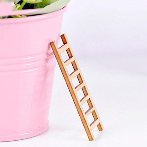 Khakifarbene Miniatur-Holzleiter, 20 Stück für Puppenhaus, DIY-Dekorationszubehör