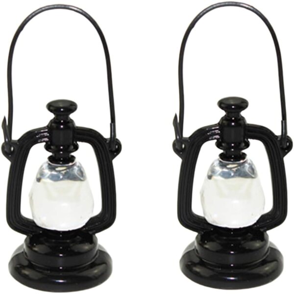 Set 2 lanterne miniatura vintage scala 1:12 per casa delle bambole 23x43 mm