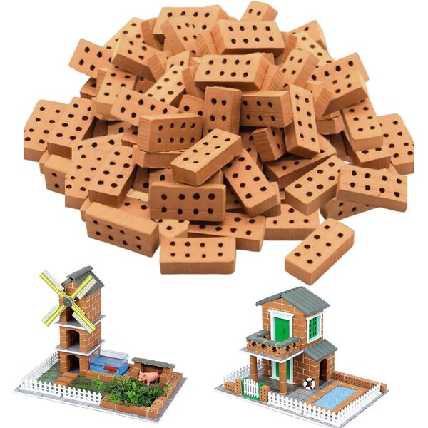 120 Mini Mattoni Rossi in Argilla per Modellismo e Decorazioni DIY - 2x1x0,5 cm