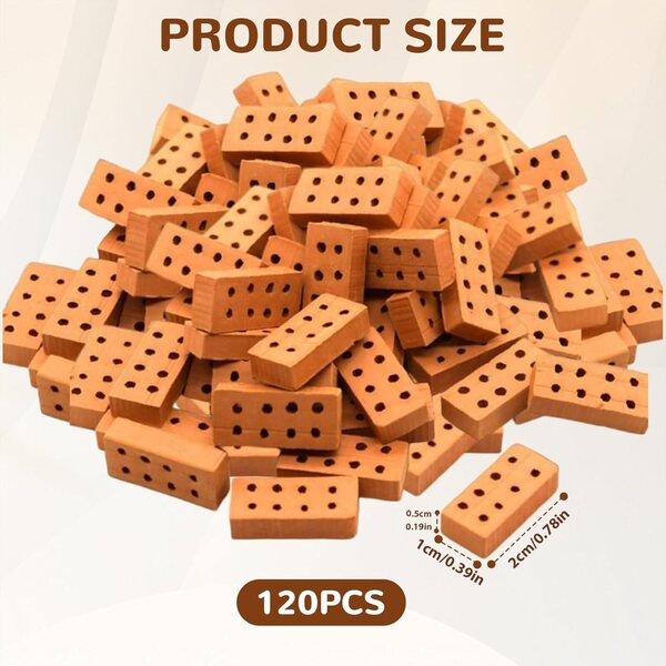 120 Mini Mattoni Rossi in Argilla per Modellismo e Decorazioni DIY - 2x1x0,5 cm