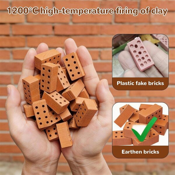 120 Mini Mattoni Rossi in Argilla per Modellismo e Decorazioni DIY - 2x1x0,5 cm