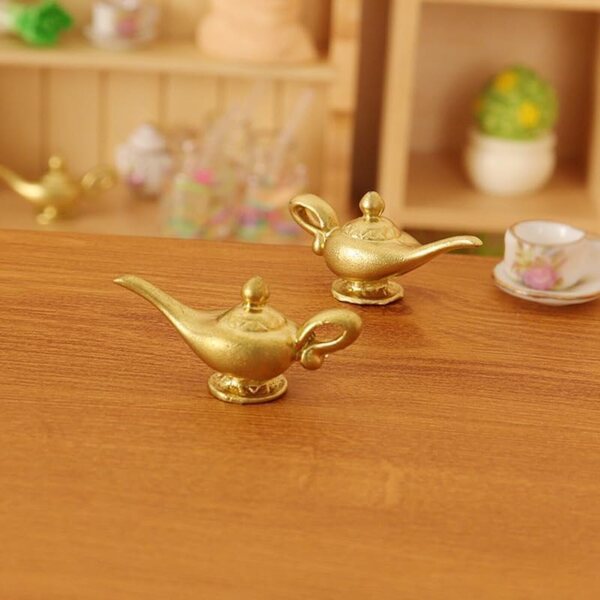 2 Lampade Genio Miniatura Scala 1:12 Oro | Decorazioni Casa delle Bambole Aladdin