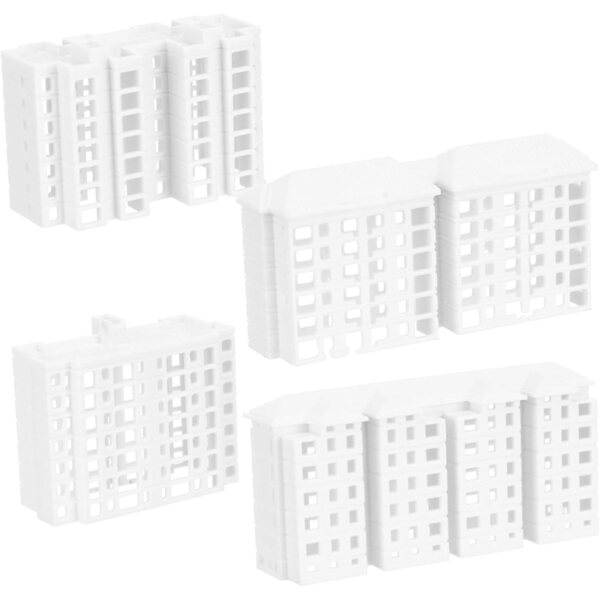 Set 4 Mini Edifici in Plastica per Micropaesaggi e Modelli Architettonici