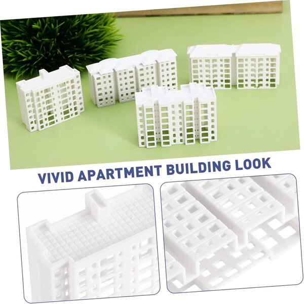 Set 4 Mini Edifici in Plastica per Micropaesaggi e Modelli Architettonici