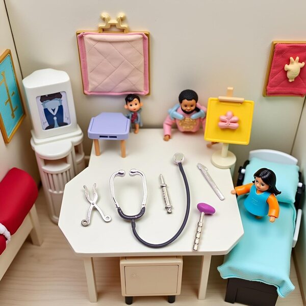 Set 5 Mini Stetoscopi per Casa delle Bambole 1:12 - Accessori Miniatura Medici Dettagliati
