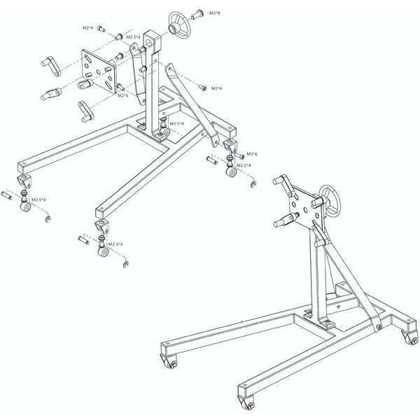 Motorkranhalterung aus Metall für 1/10 RC-Car mit 360°-Drehung, robustes rotes Aluminium
